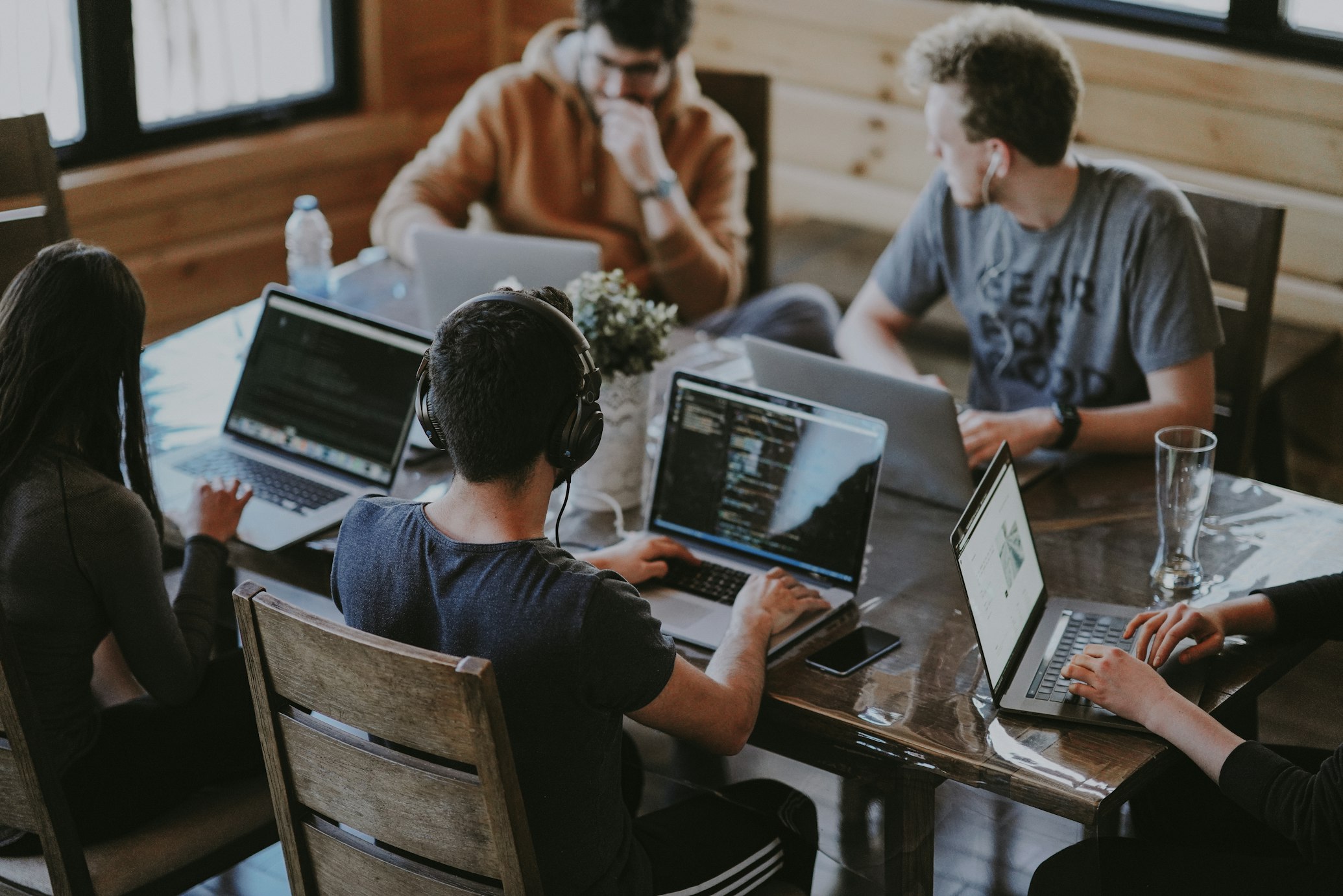 Marketing team collaborating with technology and data analytics